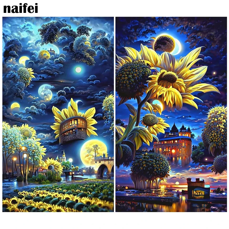 

5D DIY Diamond Painting Sunflower Rhinestone Mosaic Kit Full Square Round Drill Diamond Embroidery Dream House Wall Flower Art