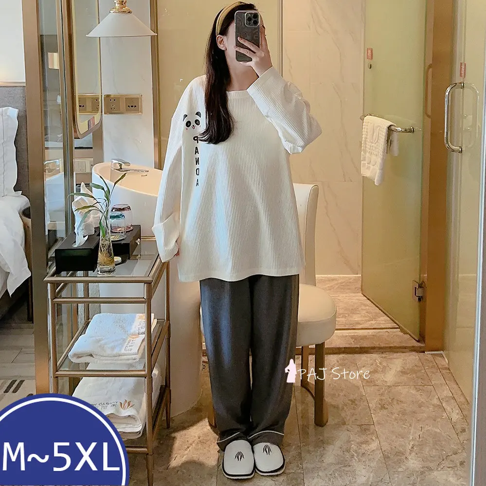 

Spring Cotton Women's Pajama Set Women Pyjamas Sleepwear Nightwear Pijama Mujer Plus Size Long-sleeved Home Clothes Pyjamas 5XL