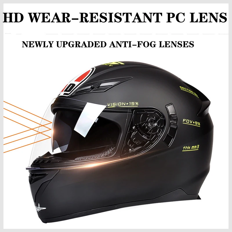 Motorcycle LED Full Helmet Road Anti-fog Dual Lens Motorcycle Helmet Safety Downhill Professional Motocross Racing Full Casco enlarge