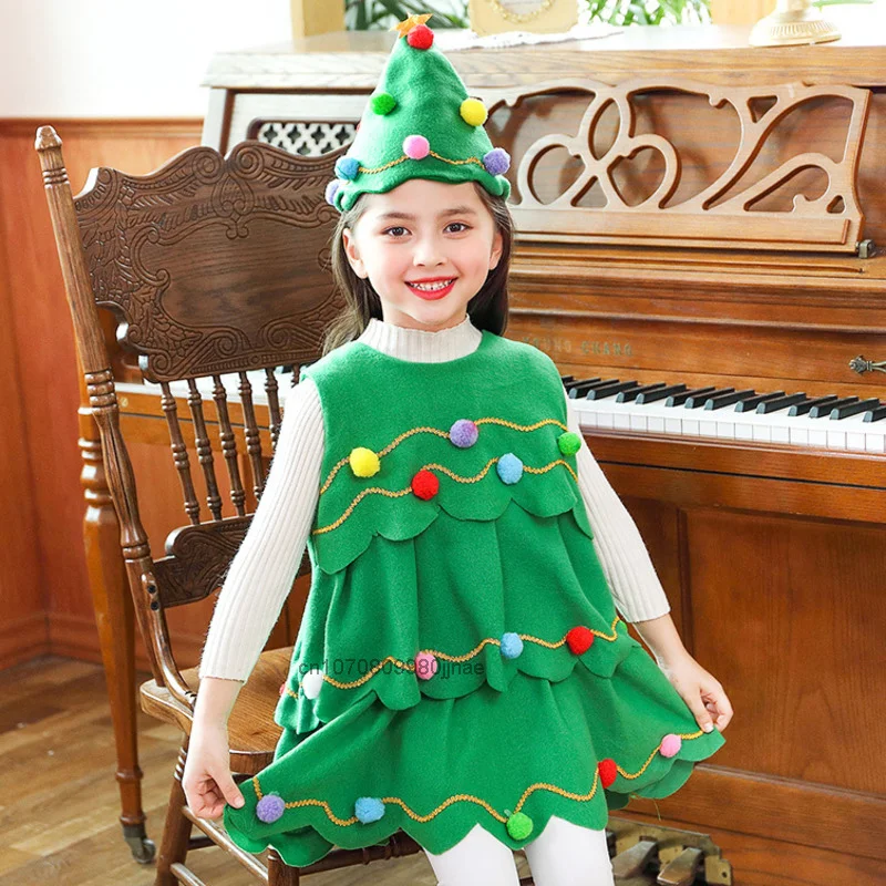 

Новый Модный комплект одежды с рождественской елкой, милый Повседневный мультяшный костюм для девочек на Хэллоуин, украшенный винтажными т...