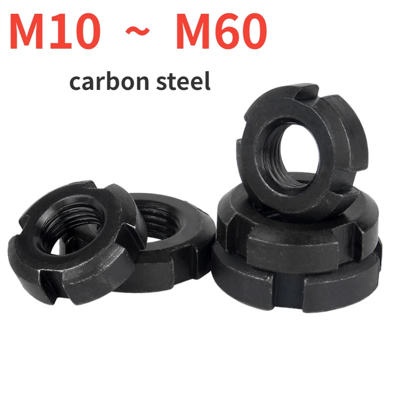 

Round Nuts Slotted Nut Four Slot Nut Retaining Nut Stop Nut Four-slot Screw Cap GB812 M10~M60 Carbon Steel Zinc Plating