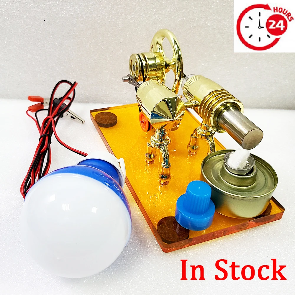 

Hot Air Stirling Engine Steam Engine DIY Model Kit Alternator Science and Education Physics Steam Power Experiment Toy Gift