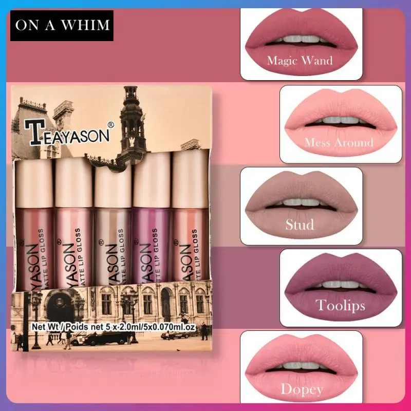 

Non-fading Lipstick Matte Velvet Lip Glaze Set Waterproof Lips Makeup Cosmetics /set Sexy Color Lip Gloss Non-stick Cup