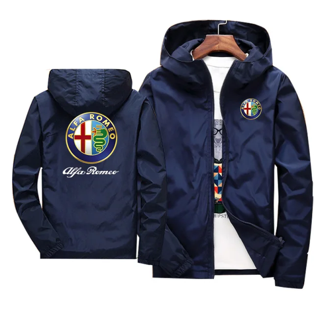 

2021 Motorcycle Jacket Windproof for ALFA ROMEO logo Jacket Mobike Riding Hooded Suit Windbreaker Sweatshirts Racing zipper Coat
