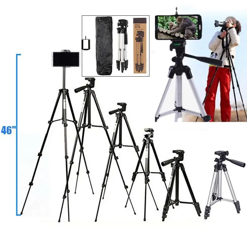 NA-3120 Phone Tripod Stand 40inch Universal Photography for Gopro iPhone Samsung Xiaomi Huawei Phone Aluminum Travel Tripode Par