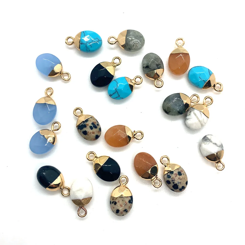 1 шт. очаровательный Аквамариновый натуральный камень кулон ожерелье с Speckled 8x14 мм