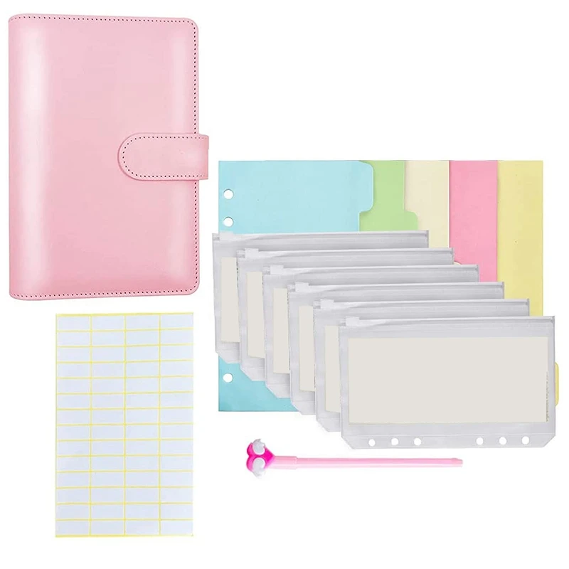 

Budget Binder With Zipper Envelopes, A6 Pockets Planner Cash Envelopes,Transparent Binding Bag, Money Book Organizer