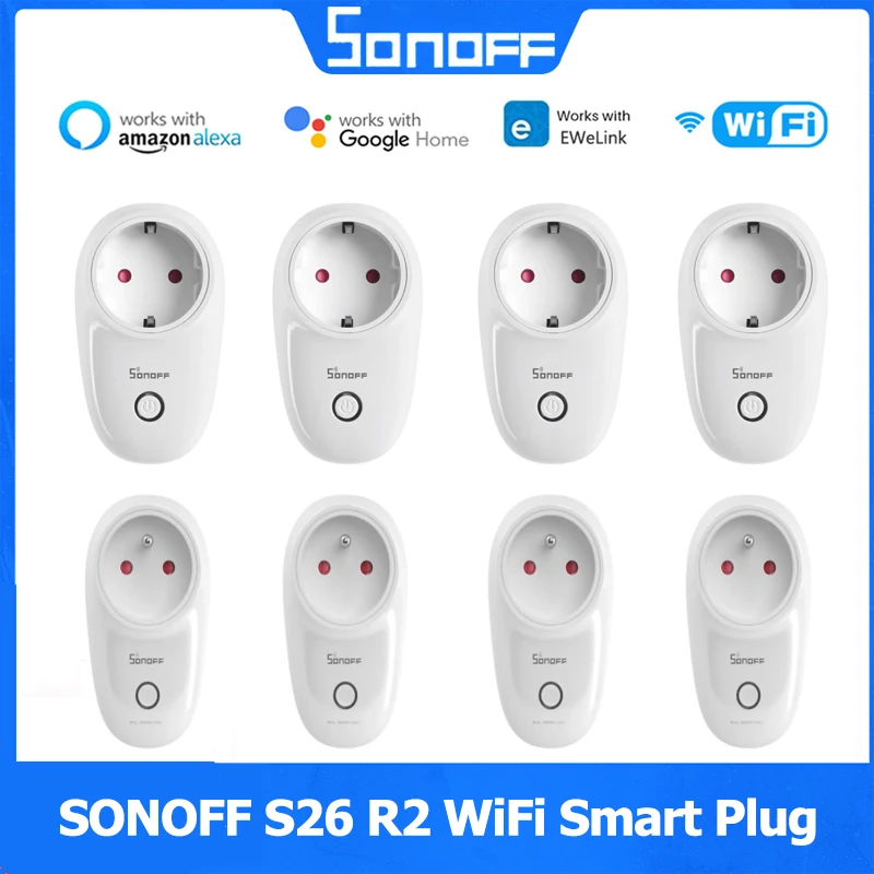 

SONOFF S26 R2 Smart Plug 16A EU FR BR WIFI Wall Power Socket Ewelink Smart Home Control Support Alexa Google Yandex Alice