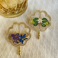 shmik classic women hollow futon fan enamel brooches water lily exquisite vintage exquisite badges clothing hanfu brooch pin