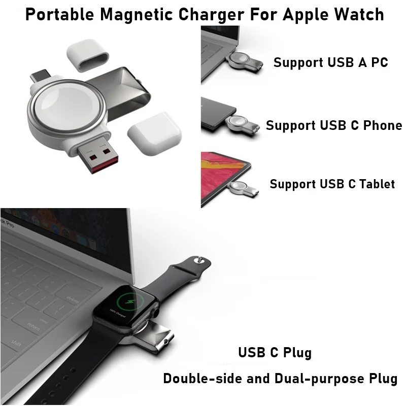 Портативное магнитное Беспроводное зарядное устройство для Apple Watch док-станция