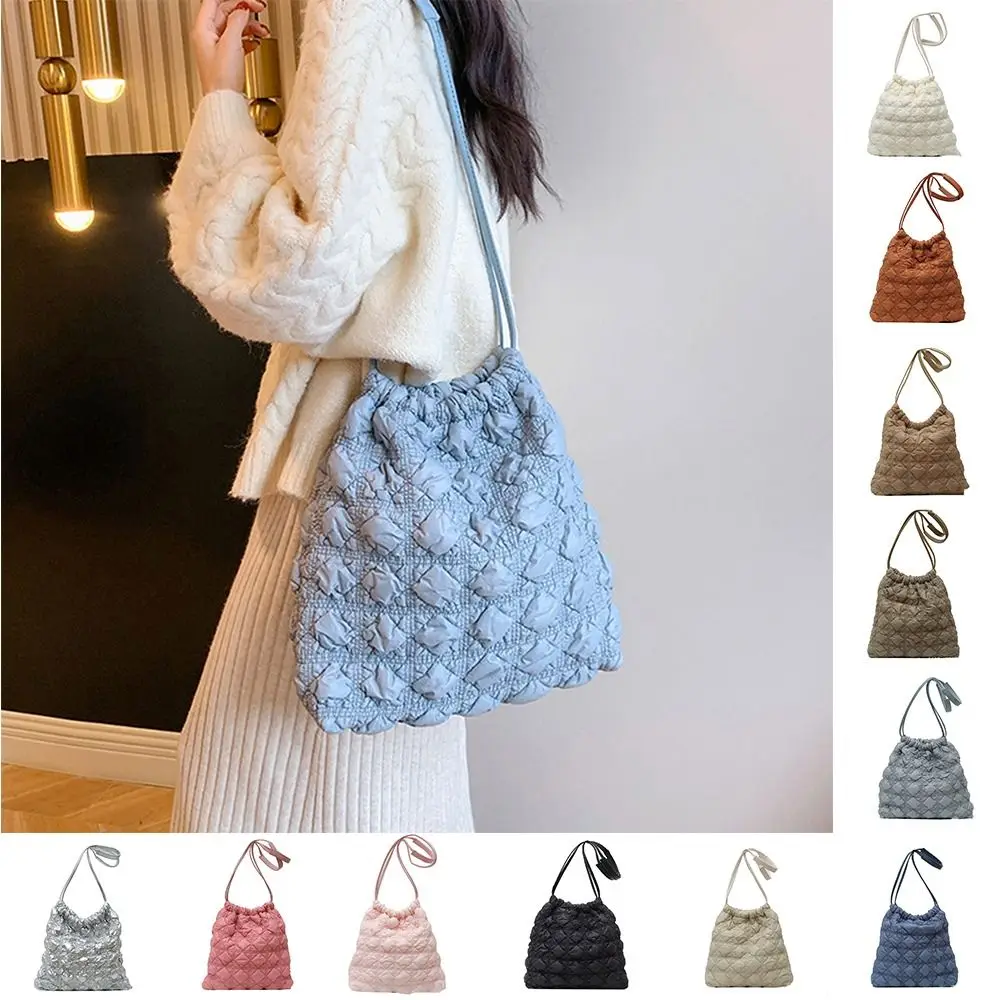 

Simple Cute Space Cotton Underarm Bag Fashionable Rhombic Lattice Handbag Solid Color Korean Style Bubble Cloud Bag