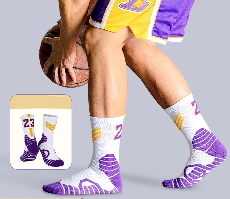 

Men's Long Tube Digital Basketball Socks Men's Actual Combat Sports Socks Boys Children's Middle Tube Thickened Towel Socks