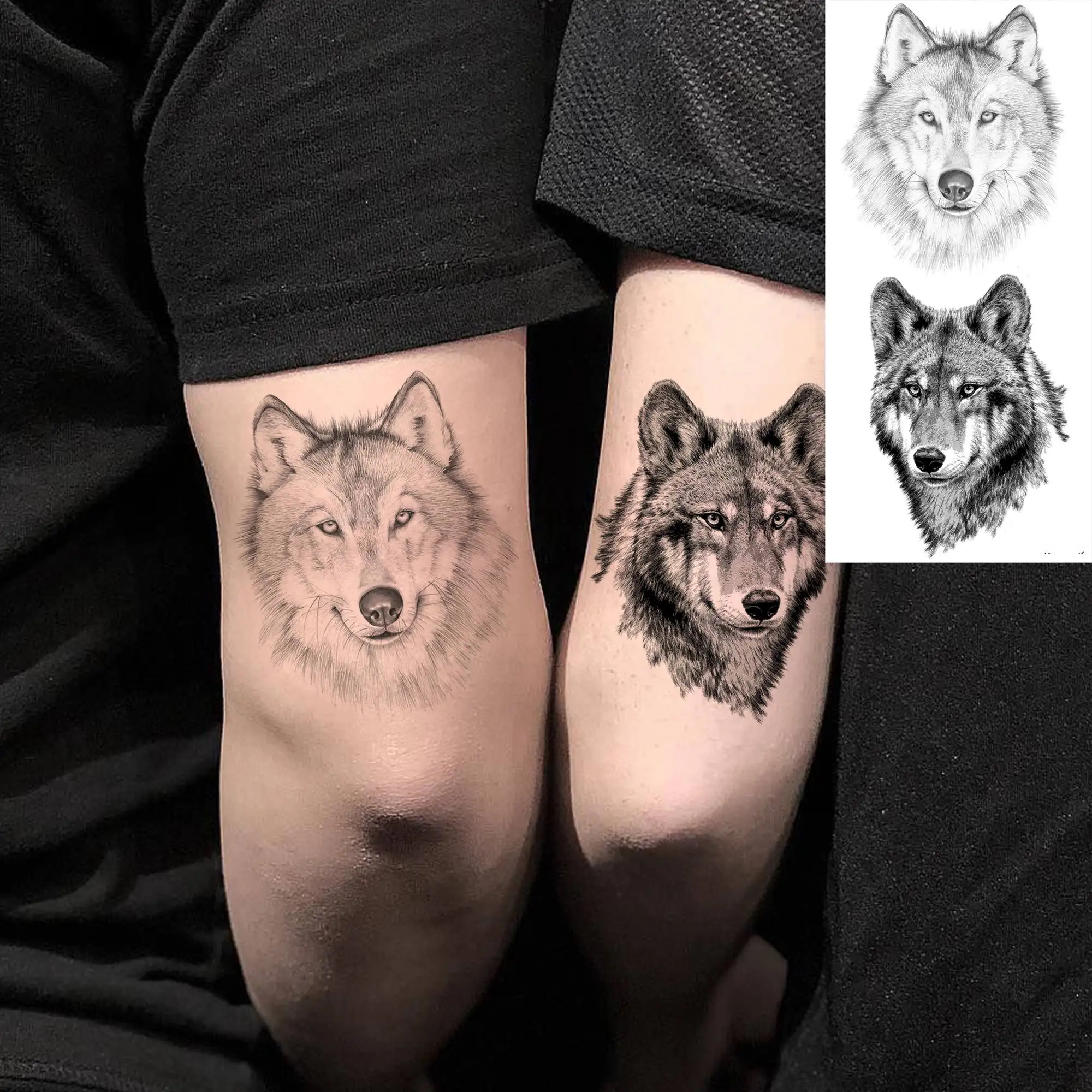 8 листов временные татуировки 3D племенного волка для женщин и мужчин