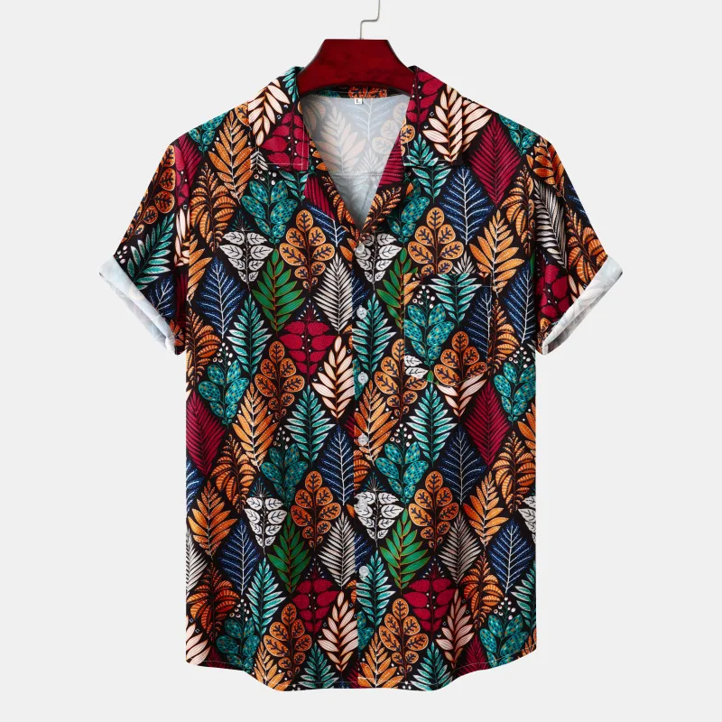 

Men's Clothing 3D Hawaiian Shirt Men Fashion Flower Geometric Printed Shirts Single-breasted Print Shirt for Men Tops Camisa