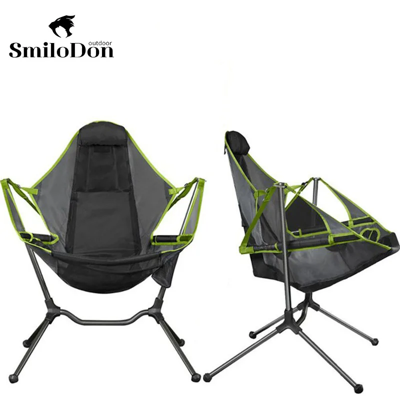 

SmiloDon Rotating Camping Chair Portable Folding Chair Park Fishing Rocking Chair Heightened Steel Pipe Chair Outdoor Supplies