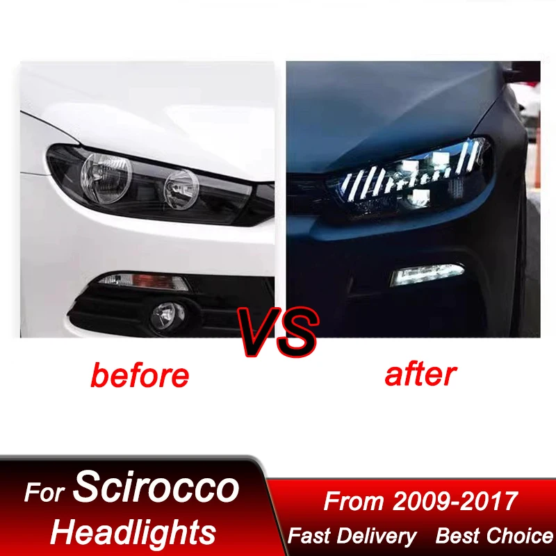 Автомобильные фары для VW Scirocco 09-17 RS стиль светодиодный автомобильная фара в сборе