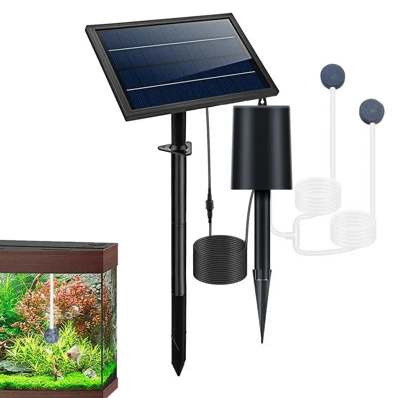 

Aquarium Air Pump Oxygenator Solar Water Air Pump Fish Tank Oxygenator 3 Modes Solar Powered Pond Aerator Pond Bubbler For