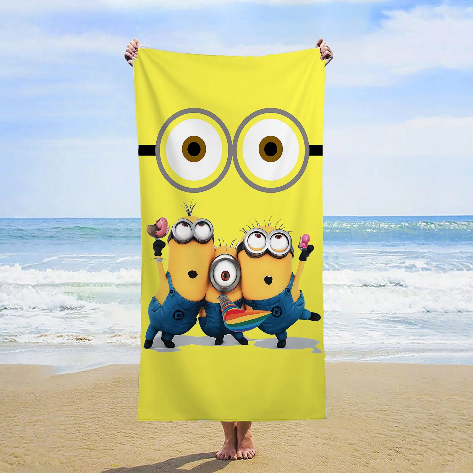 

Большие банные полотенца по индивидуальному заказу с миньонами, пляжное полотенце для ванной комнаты, салфетка, спортивная микрофибра, быстросохнущая, для спортзала, душа, для волос, морской сухой отель