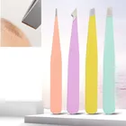 Пинцет для бровей, красочные зажимы для бровей из нержавеющей стали, снятие макияжа