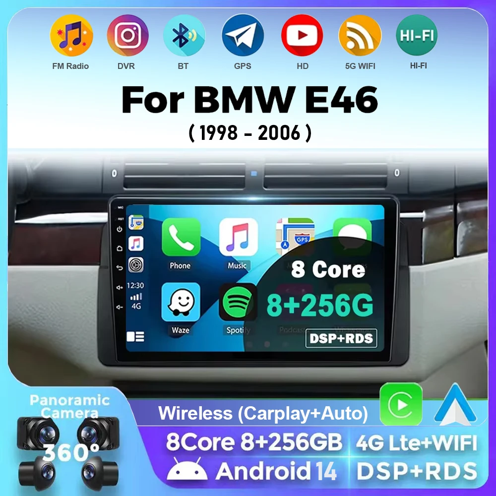 Автомагнитола для BMW E46 M3 1998 1999 2000 2001-2006 2 DIN