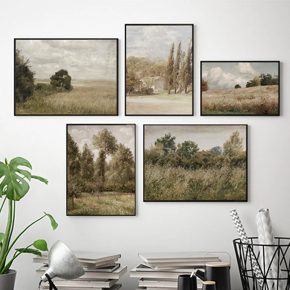 

Плакат с принтом природного леса, белый цветок, скандинавский винтажный абстрактный Рисунок, ветряная мельница, настенное искусство для домашнего декора гостиной