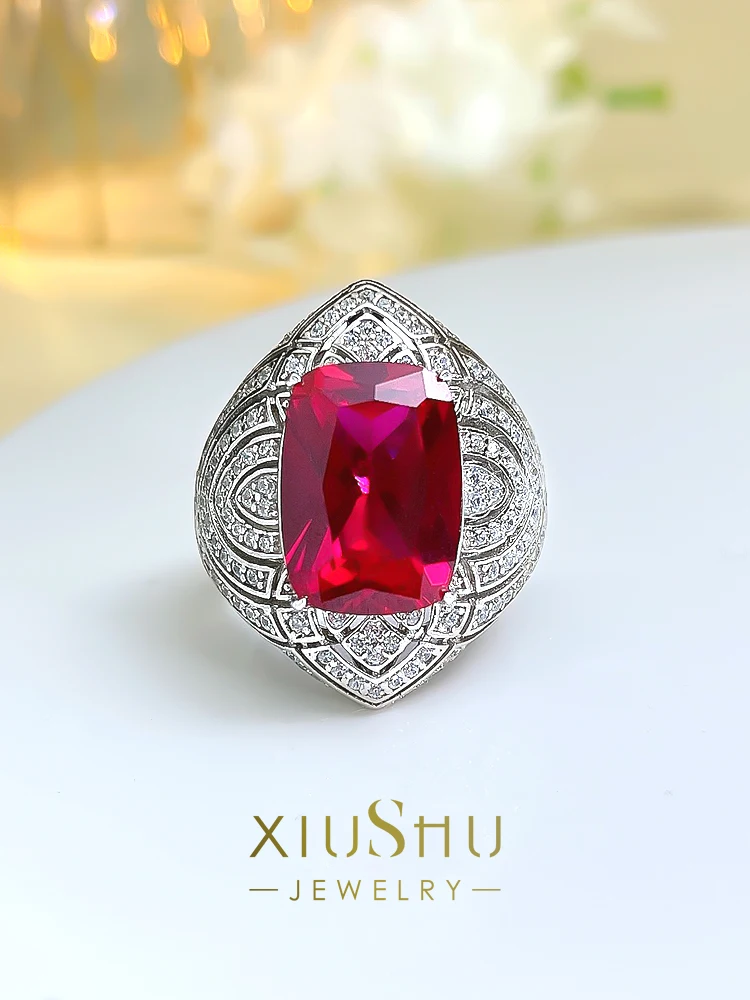 

European and American Luxury Classic Silver-colored Precious Ring Inlaid with Imported High Carbon Diamond