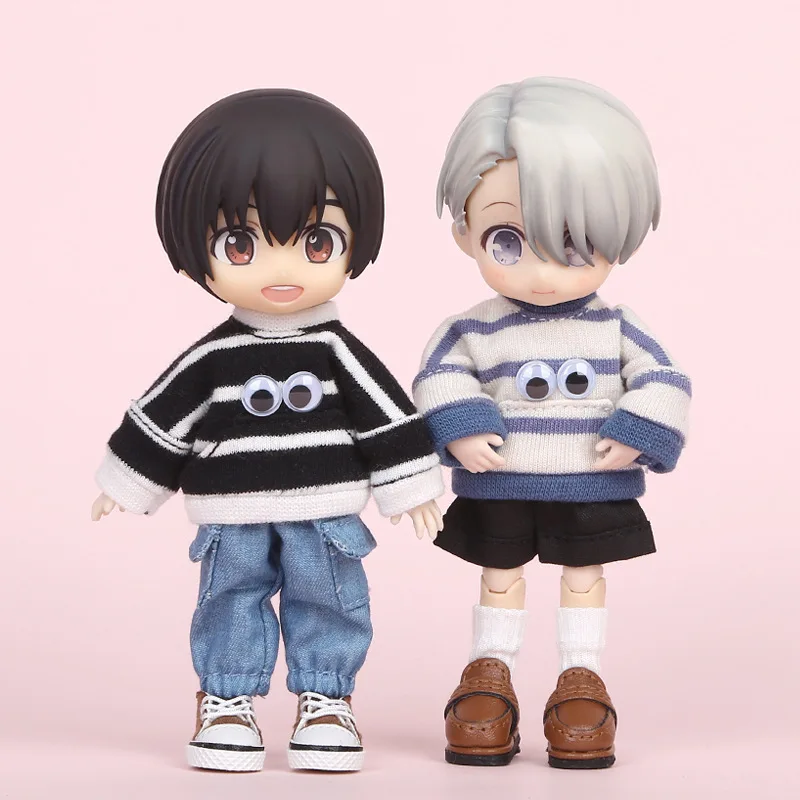 

Ob11 Baby Clothes Cute Striped Sweatshirt Fashion Big Eyes Crew Neck Sweater For Ob11 GSC YMY Molly 1/12 Bjd Doll Girl DIY Toys