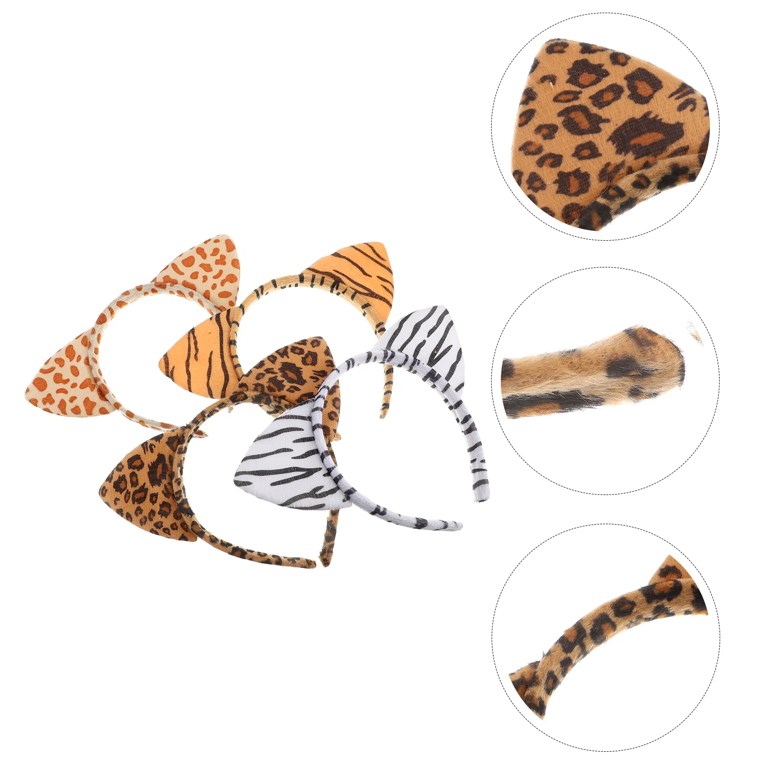 

4 Pcs Animal Ear Headband Halloween Costumes Adults Cosplay Headwear Kids Hair Leopard Hoop Fabric Miss
