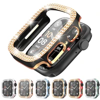 cover for apple watch case 45mm 41mm 44mm 40mm luxury two color diamond bumper frame fits iwatch series 7 6 se 5 4 accessories