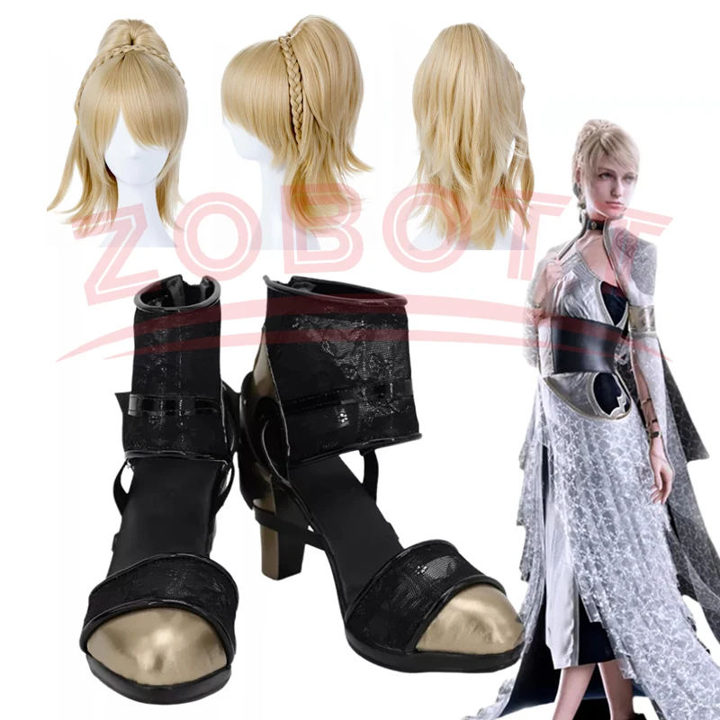 

Anime Final Fantasy XV FF 15 Lunafreya Nox Fleuret Cosplay Boots Shoes Custom Made women men halloween shoes and wigs props