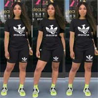 casual tracksuit women two piece set summer t shirts and shorts sets solid color print short sleeve top tees female suits s 4xl