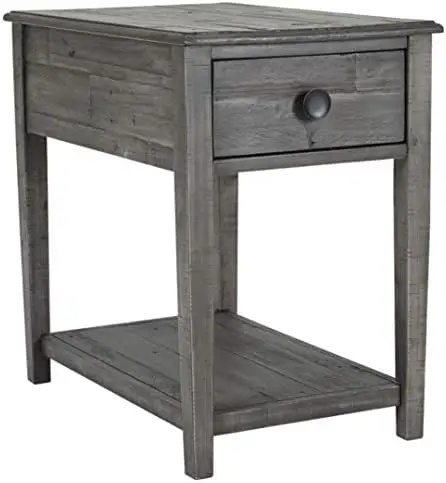 

Farmhouse Rectangular End Table with Drawer, Gray