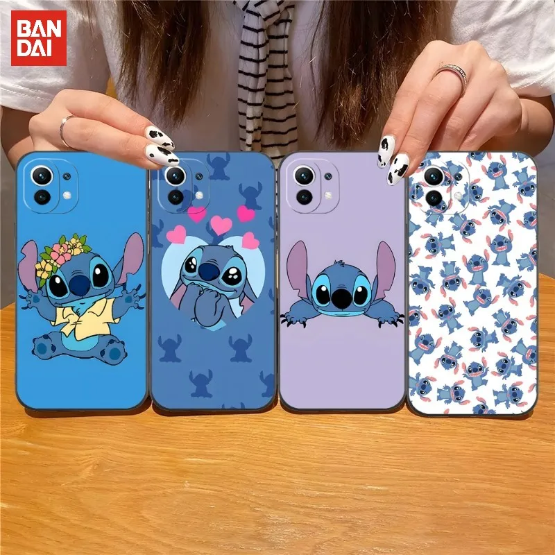 

BANDAI Stitch Style Phone Case Black Silicone For Iphone 13 Pro Max 11 12 Xr X Xs Mini For 6 6s 7 8 Plus Funda Shell Cover