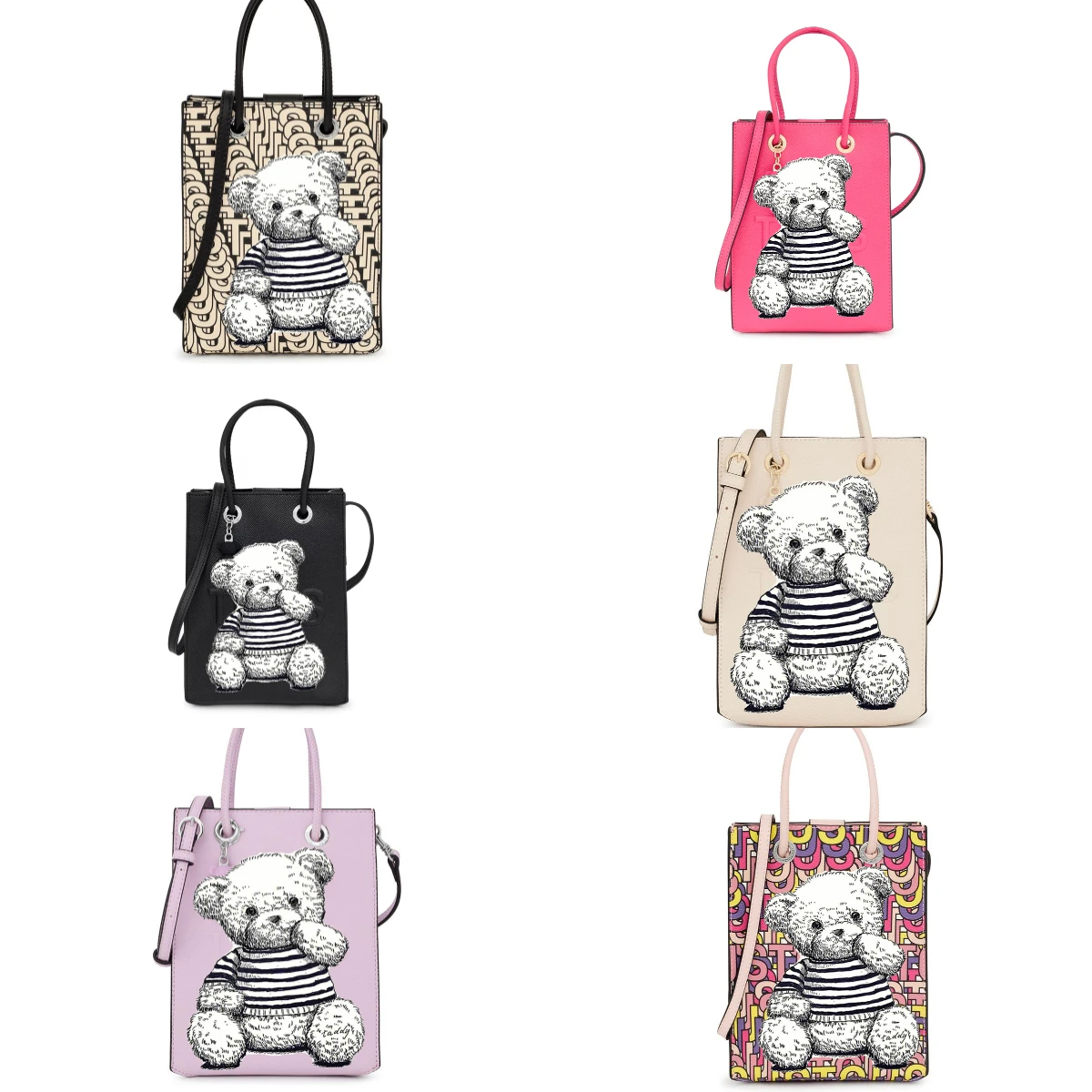 

Spanish Bear Cartoon Printed Shoulder Bag PVC Waterproof Handbag Women's Commuter Casual Bag Pendant Bag Square Bag