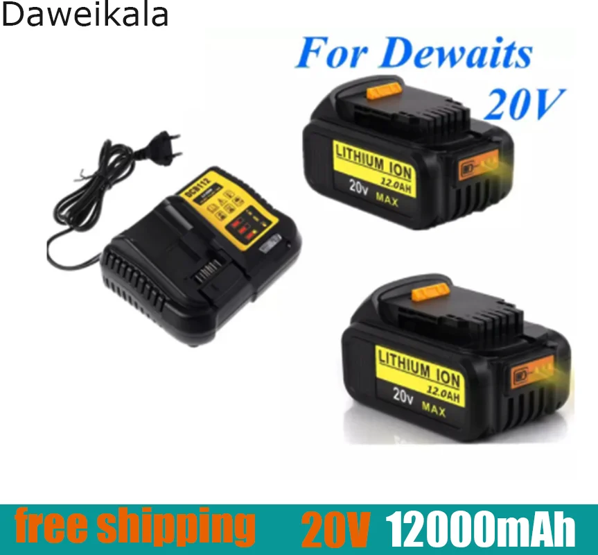 

2023New 20V 12000mAh Max. Battery Replacement Tool for DeWalt DCB184 DCB181 DCB182 DCB200 20V 5A 20 Volt 20V Battery + 3A Charge
