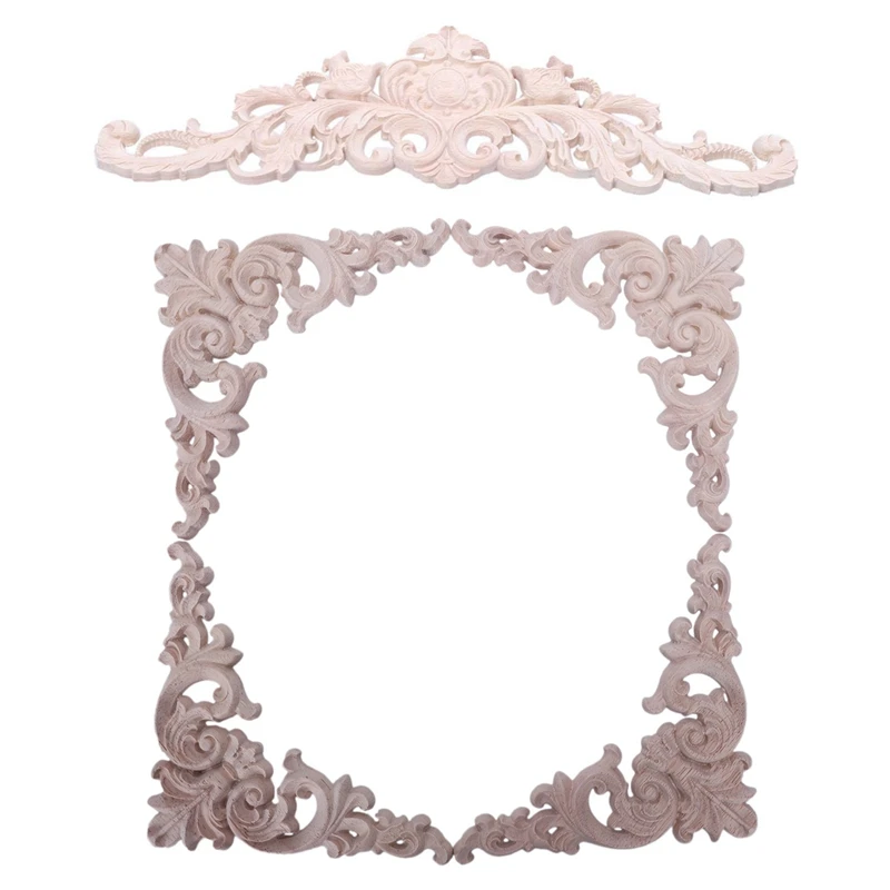 

5 шт., резная угловая мебельная аппликация, 45X12 см, 12,5X12,5 см