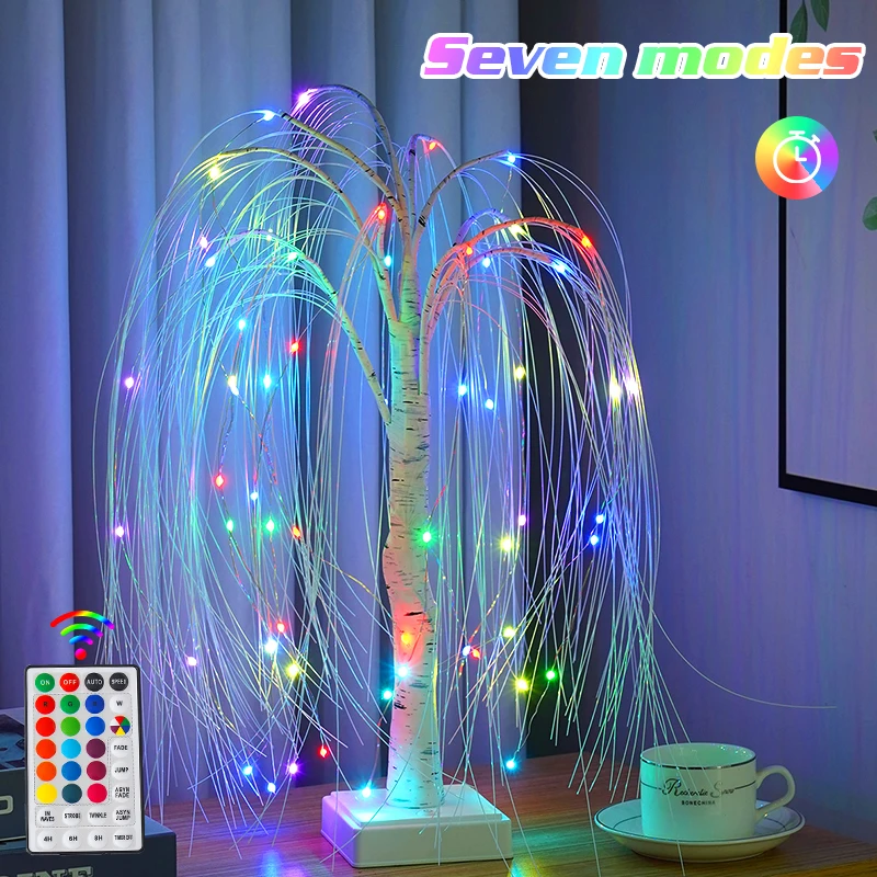 

Искусственное дерево, искусственное дерево, с дистанционным управлением, таймер, красочное дерево, настольная лампа для рождества, дома, спальни, свадьбы, Декор, ночник