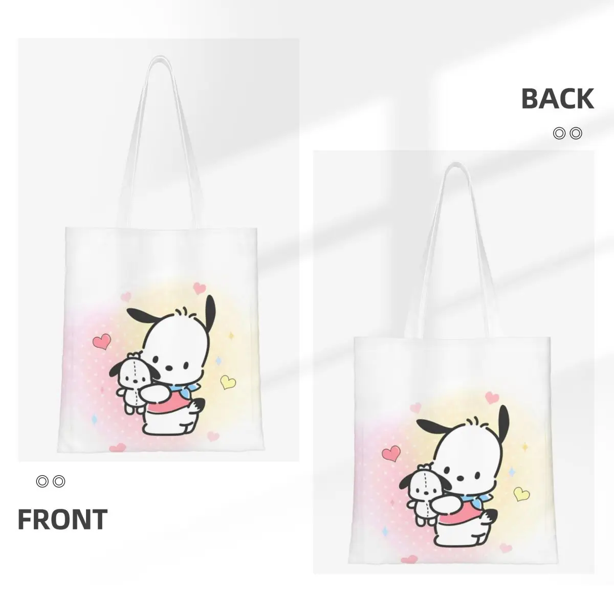 Унисекс Sanrio Pochacco футболка с логотипом Backside холщовая сумка для покупок сумки