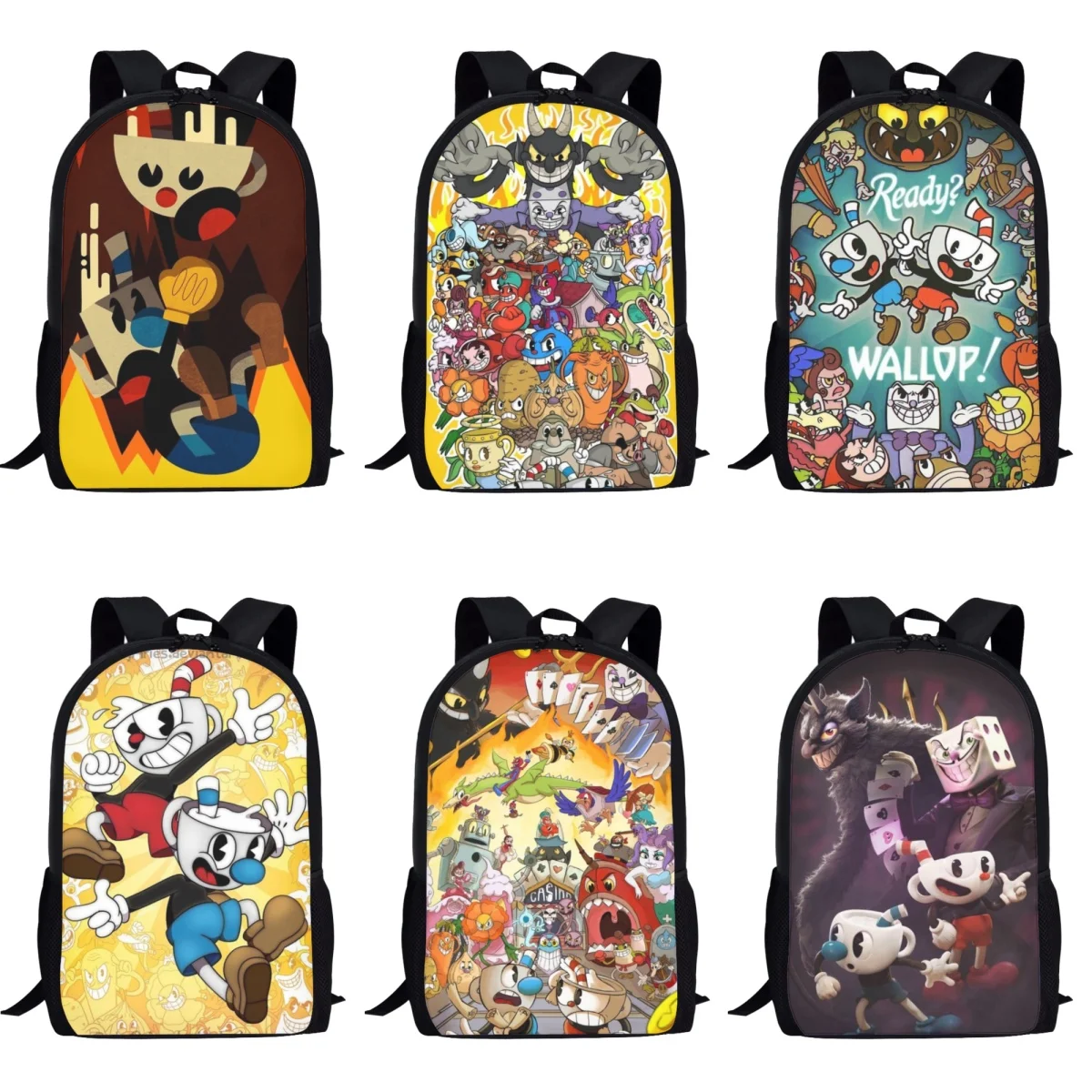 Cuphead Mugman Printing Schoolbag for Girl Kids Kawaii High School Backpack Bags Fashion Book Bag Teens Student Large Capacity