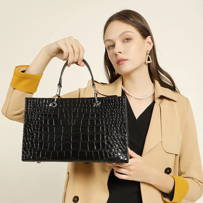 Large Capacity Genuine Leather Women's Bag 2023 New Ladies Handbags Dinner Shoulder Bag Mother Crocodile Pattern Crossbady Bags