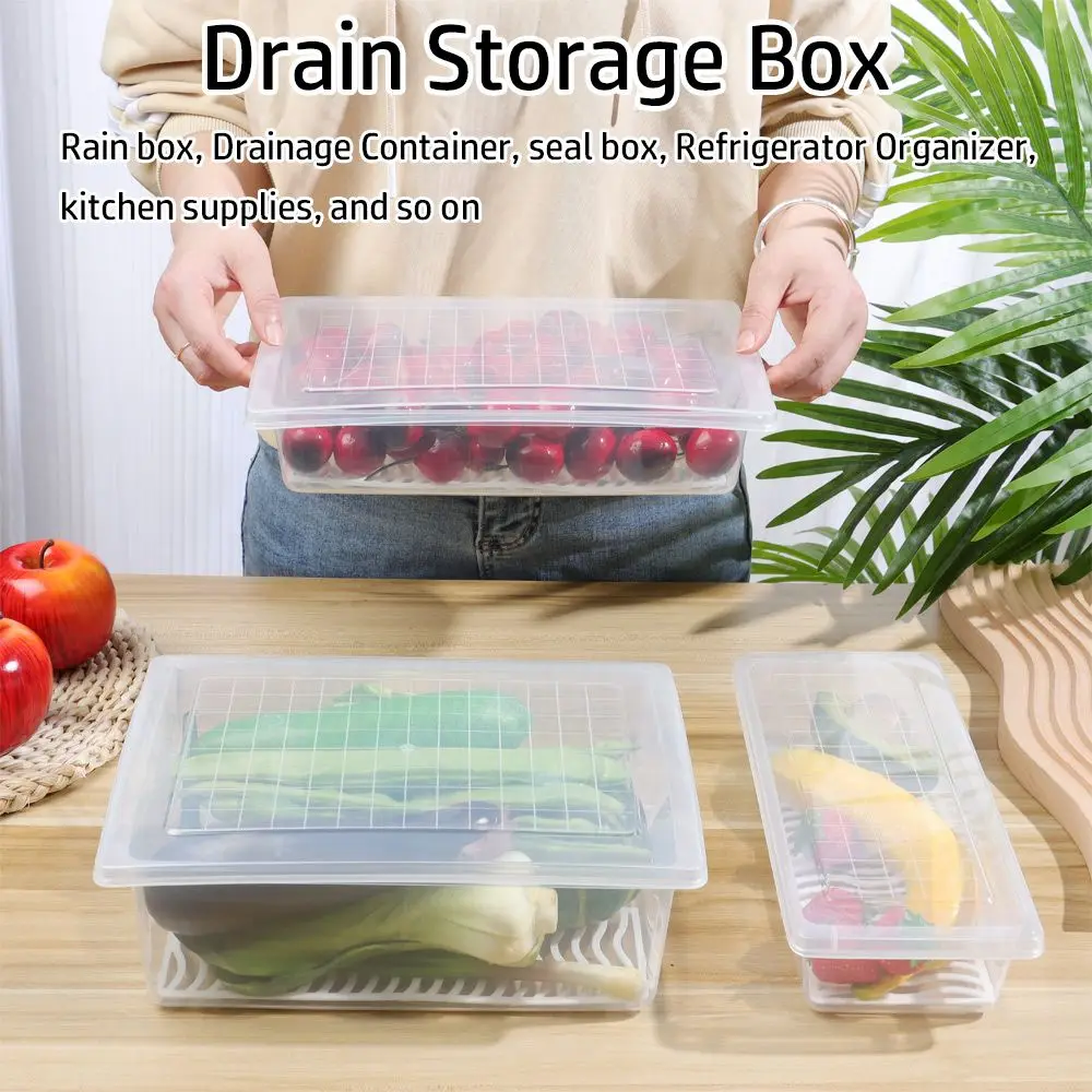 

Home Fridge Seal Vegetable Meat Fruit Keep Fresh Storage Box Refrigerator Organizer Containers Drainage Drawer Freezing Food