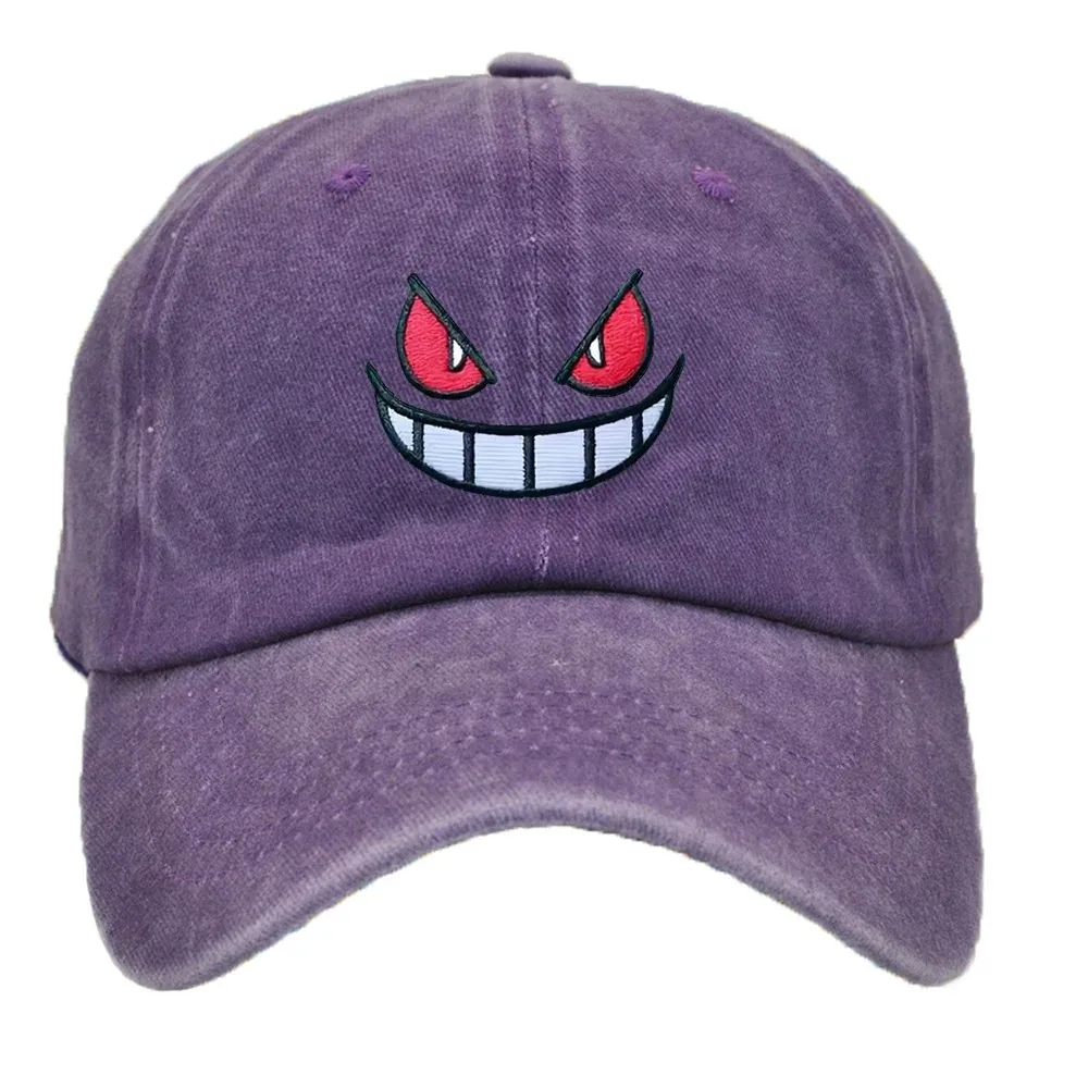 Фото Бейсболка Bandai Pokemon Gengar, регулируемая спортивная кепка с вышивкой, фиолетово-черная, унисекс, для активного отдыха, подарок для фанатов №2