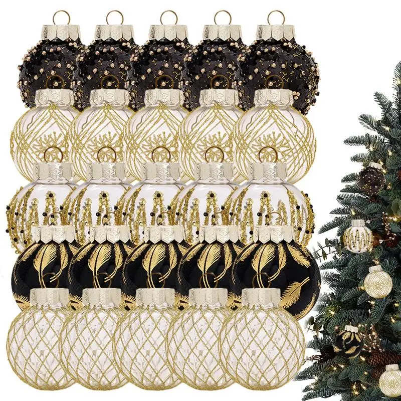 

Новогодние шары, 25 шт., 6 см, большой Рождественский шар, черные золотые шары, украшения для новогодней елки, набор украшений для нового года