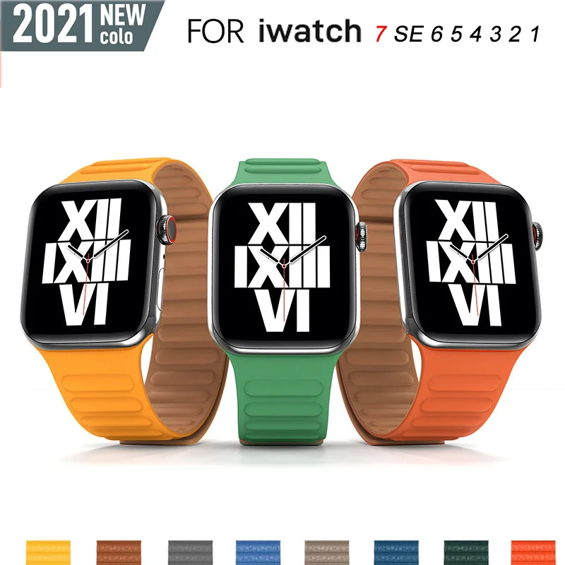 Silicone apropriado para apple pulseira de relógio de couro ligação 44mm 45mm iwatch série 7 6 se 5 4 3 pulseira de relógio 42mm 38mm pulseira