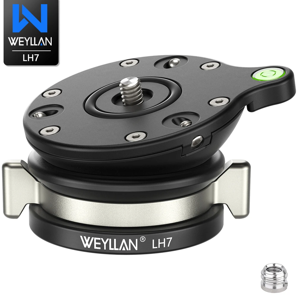 Фото Уровнемерная головка WEYLLAN LH5/LH6/LH7 для штатива, из алюминиевого сплава, нагрузка 10/15/20 кг, 14-ти креплений ° /15 °   Поворот на 360° °   Переходной винт для панели №1