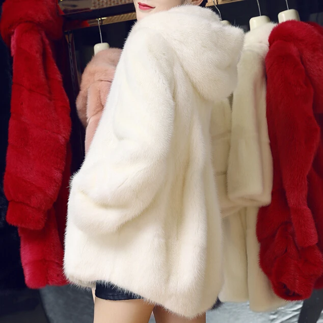 Fur Jacket Women's Mid-length Straight Fox Fur Mink Fur Hooded Sweater 2022 New Thick Warm Jacket Women Winter
