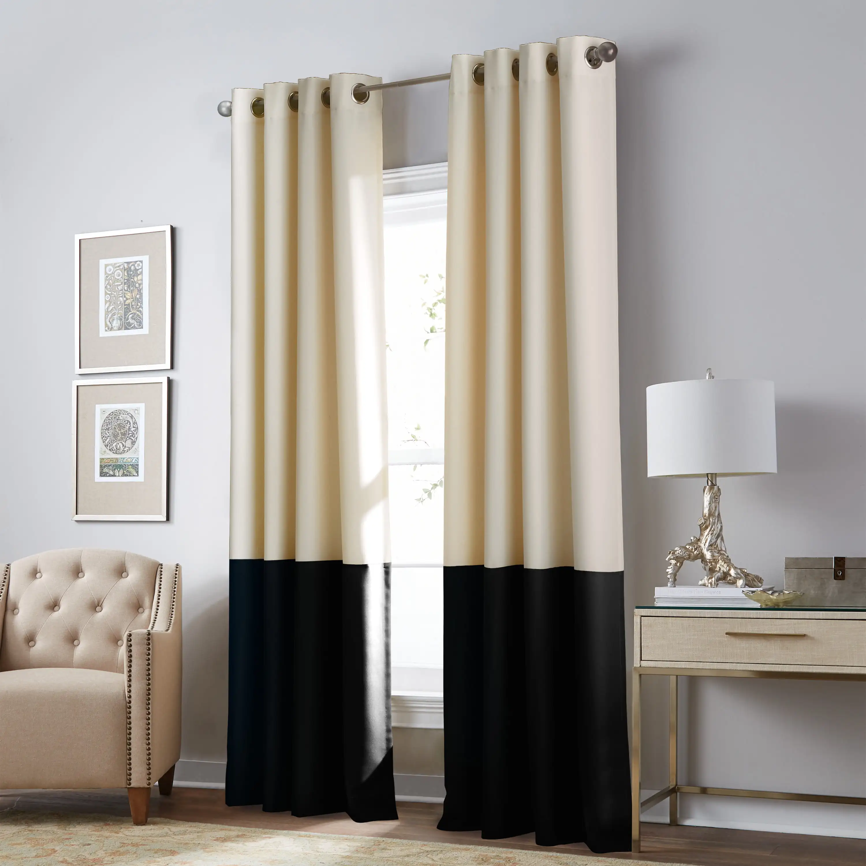 

Kendall Indoor Polyester Room Darkening Grommet Single Panel , Cream , 52"x95"