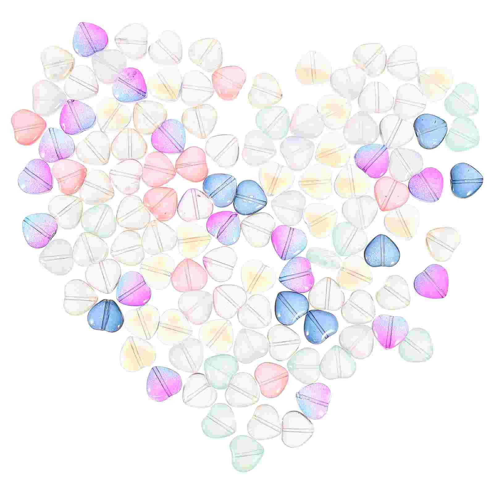 

120 Pcs Beads DIY Heart Shape Shaped Bracelets Accessories Glaze Jewelry Glass Loose Spacer