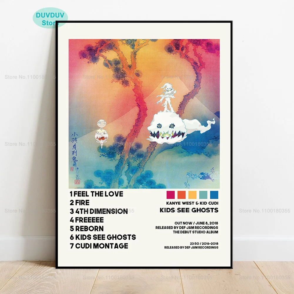Альбом музыки Kanye West "Kids See Ghosts" художника-рэпера певца современной живописи на холсте плакат HD печатает картины настенное искусство картина дома комнаты декор.