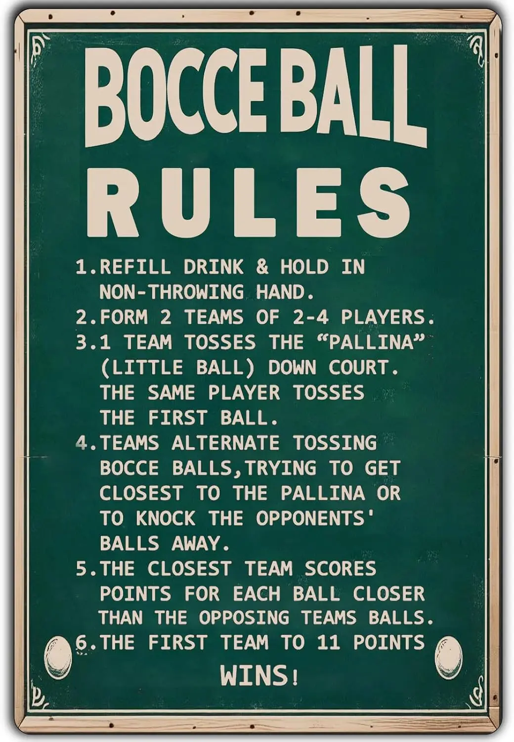 Bocce Bll Rules Sgn for Outdoor Vntge Metl Sgns Scorng Poster Wll Decor Crossng Tn Pntng Br Pub Ktchen Home
